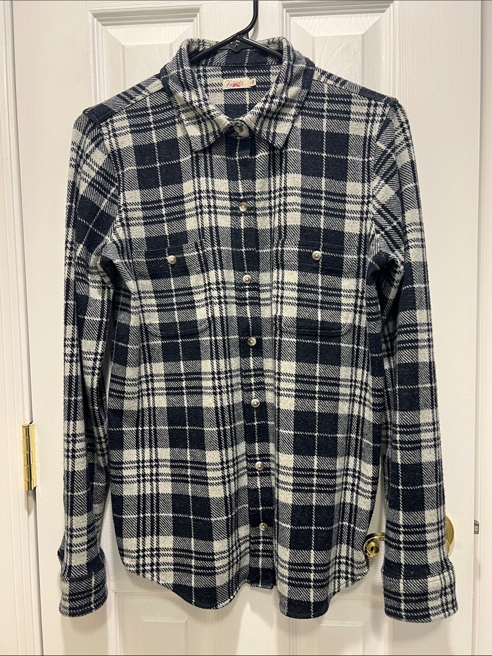 FAHERTY Legend Sweater Shirt - Sapphire Lake Plaid - Navy Blue Size S